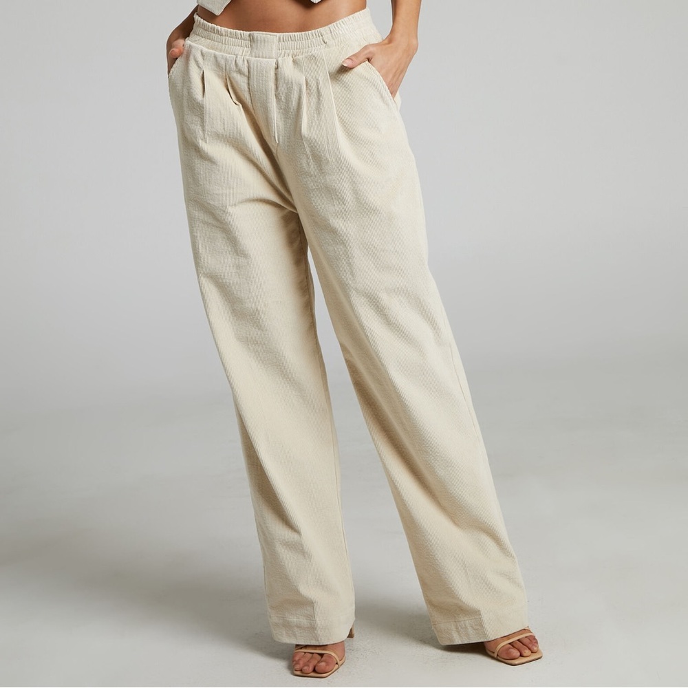 Lioness Cream Boot-Cut Wide Leg Trousers